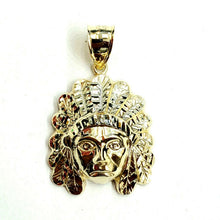 Load image into Gallery viewer, 10k yellow solid Gold Indian face head Pendant diamond cut fine gift jewelry 4g