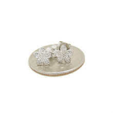Load image into Gallery viewer, New 14k white Gold 0.16Ct Round Diamond flower stud Earrings Push Back Fastening