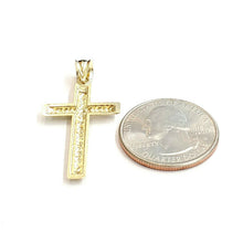 Load image into Gallery viewer, New 10k yellow gold nugget cross pendant charm fine jewelry religious gift 1.9g