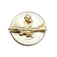 Load image into Gallery viewer, New 14k yellow Gold solid Airplane Aviation pendant charm gift fine jewelry 1.8g