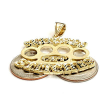 Load image into Gallery viewer, New 10k yellow Gold SNITCHES GET STITCHES word Pendant diamond cut jewelry 10.2g