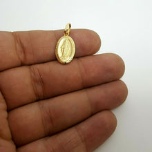 Load image into Gallery viewer, New 14k yellow gold oval virgin Miraculous Milagrosa pendant religious gift 1.7g
