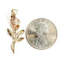 Load image into Gallery viewer, 14k 3 color solid Gold rose flower Pendant charm fine women gift jewelry 2g