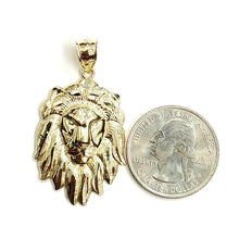Load image into Gallery viewer, 10k yellow solid Gold lion head face zodiac Pendant charm fine jewelry 3.9g