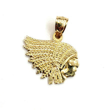 Load image into Gallery viewer, New 14k yellow Gold tiny apache chief face head Pendant gift fine jewelry 1.5g