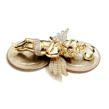 Load image into Gallery viewer, 14k yellow Gold 3D full body angel Pendant cubic zirconia fine jewelry 9.3g