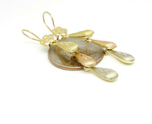 Load image into Gallery viewer, 14k multi color Gold Hollow eye drop Earrings for female fine gift jewelry 2.7g