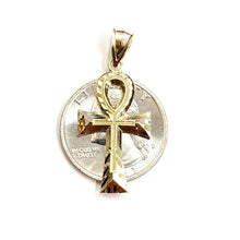 Load image into Gallery viewer, 10k yellow gold Egyptian ankh cross pendant charm fine religious jewelry 1.6g