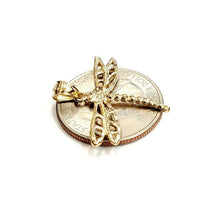 Load image into Gallery viewer, New 14k yellow gold dragonfly Pendant charm gift fine jewelry 1.8g