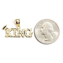 Load image into Gallery viewer, New 10k yellow Gold KING Crown word Pendant charm diamond cut fine jewelry 2g