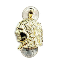 Load image into Gallery viewer, New 10k solid yellow Gold Chief face head Pendant diamond cut fine jewelry 13.5g