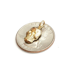 Load image into Gallery viewer, New 14k yellow Gold tiny Skull mummy dead Bone Pendant Gift fine jewelry 1.3g