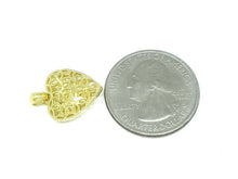 Load image into Gallery viewer, New 10k yellow Gold 3D filigree Heart necklace pendant fine gift jewelry 1.2g