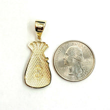 Load image into Gallery viewer, 14k yellow gold dollar sign money bag lucky pendant charm gift fine jewelry 2.8g