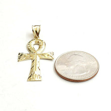 Load image into Gallery viewer, 10k yellow gold Egyptian ankh cross pendant charm fine religious jewelry 2.3g
