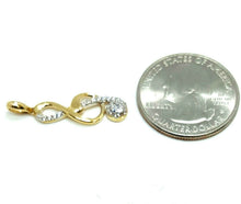 Load image into Gallery viewer, 14k solid yellow Gold music sign Pendant cubic zirconia fine jewelry 1.3g