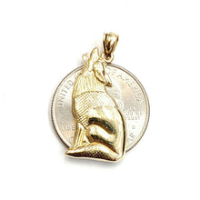 Load image into Gallery viewer, 14k yellow Gold howling wolf full body animal Pendant charm fine jewelry 3.4g