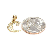 Load image into Gallery viewer, New 14k yellow gold moon and star pendant charm astronomy gift fine jewelry 1.1g