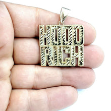 Load image into Gallery viewer, New 10k yellow Gold Hood Rich word Pendant charm diamond cut fine jewelry 7.2g