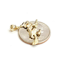 Load image into Gallery viewer, New 14k yellow Gold solid Witch on Broom Pendant charm Gift fine jewelry 1.8g
