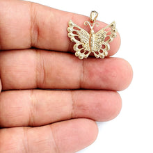 Load image into Gallery viewer, New 14k yellow Gold solid butterfly Pendant charm gift fine jewelry 2.8g
