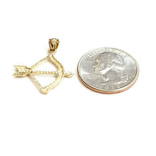 Load image into Gallery viewer, New 14k yellow Gold Bow and Arrow Hunting Pendant Charm gift fine Jewelry 1.6g