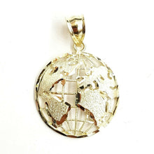 Load image into Gallery viewer, 10k yellow gold round globe planet earth world map pendant jewelry 0.88" 1.9g