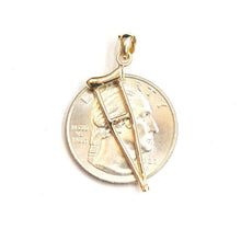 Load image into Gallery viewer, 14k yellow Gold 3D crutch handicap muleta de san lazaro Pendant fine jewelry 1.4g