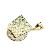 Load image into Gallery viewer, 10k yellow solid Gold Egyptian pyramid eye Pendant diamond cut fine jewelry 6.4g