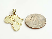 Load image into Gallery viewer, 10k yellow gold Africa continent outline map pendant charm fine gift unisex 2.6g