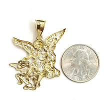 Load image into Gallery viewer, New 10k yellow gold saint Michael pendant charm fine religious gift jewelry 5.4g