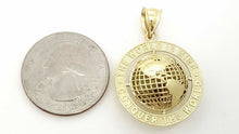 Load image into Gallery viewer, 10k yellow gold round globe planet earth world map pendant 2 sides 3D gift 4.5g