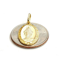 Load image into Gallery viewer, 14k solid yellow gold oval virgin Miraculous Milagrosa pendant religious 2.5g