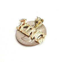 Load image into Gallery viewer, New 10k yellow Gold KING Crown word Pendant charm diamond cut fine jewelry 2g