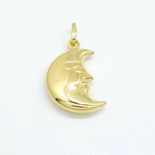 Load image into Gallery viewer, New 14k yellow gold 3D hollow moon pendant charm astronomy fine gift jewelry 2g