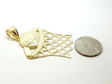 Load image into Gallery viewer, 10k yellow gold basketball net hoop pendant charm fine gift sport jewelry 7.1g