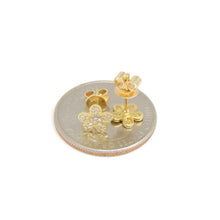 Load image into Gallery viewer, 14k yellow Gold 0.16Ct Round Diamond flower stud Earrings Push Back Fastening