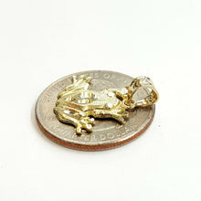 Load image into Gallery viewer, New 14k yellow gold frog pendant charm diamond cut gift unisex fine jewelry 1.2g