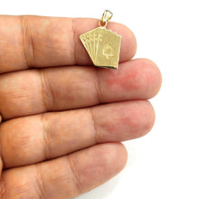 Load image into Gallery viewer, 14k yellow Gold royal flush spade A K Q J 10 poker cards Pendant jewelry 1.5g