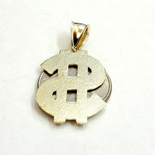 Load image into Gallery viewer, New 10k yellow gold dollar sign diamond cut unisex lucky pendant charm gift 3.2g