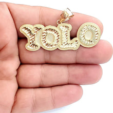 Load image into Gallery viewer, 10k yellow Gold YOLO word Pendant You only live once diamond cut jewelry 7.2g