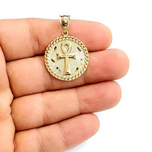 Load image into Gallery viewer, New 10k yellow gold round Egyptian ankh cross pendant charm religious 0.97" 3.8g