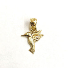 Load image into Gallery viewer, New 14k yellow Gold Tiny Solid Hummingbird Pendant charm gift fine jewelry 0.8g