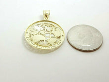 Load image into Gallery viewer, 10k yellow gold round globe planet earth world map pendant fine gift 1.09" 3.1g