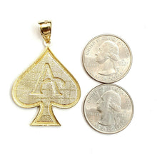 Load image into Gallery viewer, 10k yellow Gold Ace of spade Pendant casino gambling diamond cut jewelry 6.3g