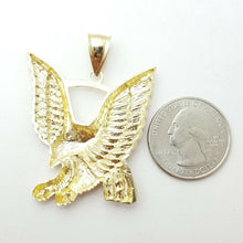 Load image into Gallery viewer, 10k yellow Gold eagle Pendant charm fine jewelry gift unisex diamond cut 8.5g