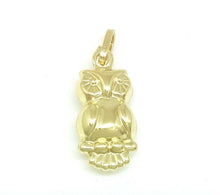 Load image into Gallery viewer, New 14k yellow gold 3D hollow owl full body pendant charm gift fine jewelry 1.5g