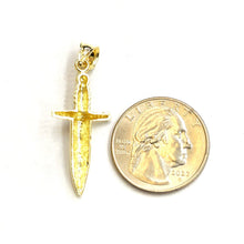 Load image into Gallery viewer, New 10k yellow Gold dagger knife Pendant charm Unisex Gift fine jewelry 2.2g