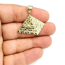 Load image into Gallery viewer, 10k yellow solid Gold Egyptian pyramid eye Pendant diamond cut fine jewelry 4g