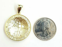Load image into Gallery viewer, 10k yellow gold round globe planet earth world map pendant fine gift 1.34" 4.5g